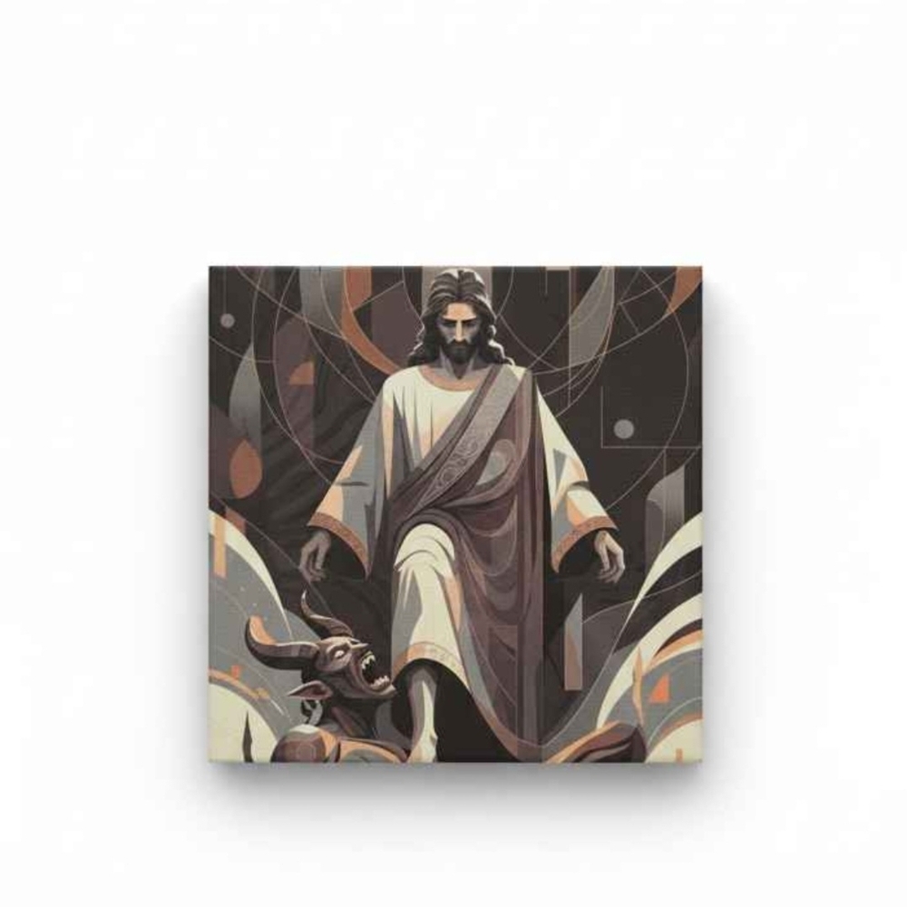 8x8 Wall Mountable Modern Religious Art Canvas with Neutral Tones